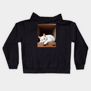 Cat inside a box - Modern digital art Kids Hoodie